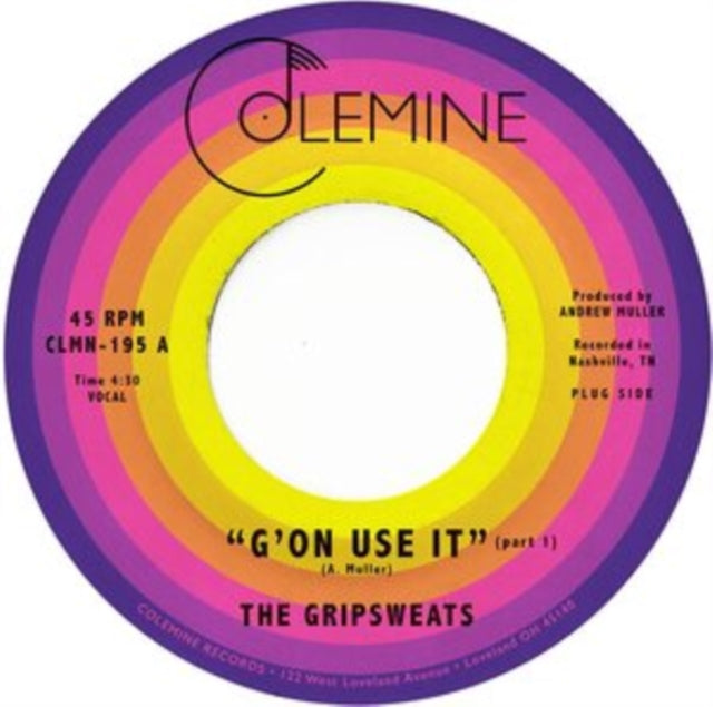This 7 Inch Vinyl is brand new.Format: 7 Inch VinylMusic Style: IDMThis item's title is: G'on Use ItArtist: GripsweatsLabel: COLEMINE RECORDSBarcode: 674862655366Release Date: 4/23/2021