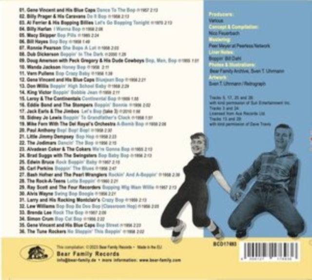 Product Image : This CD is brand new.<br>Format: CD<br>Music Style: Rock & Roll<br>This item's title is: On The Dancefloor With A Bop! 36 Tunes To Bop The Blues Away<br>Artist: Various Artists<br>Label: BEAR FAMILY RECORDS<br>Barcode: 4000127176936<br>Release Date: 2/3/2023