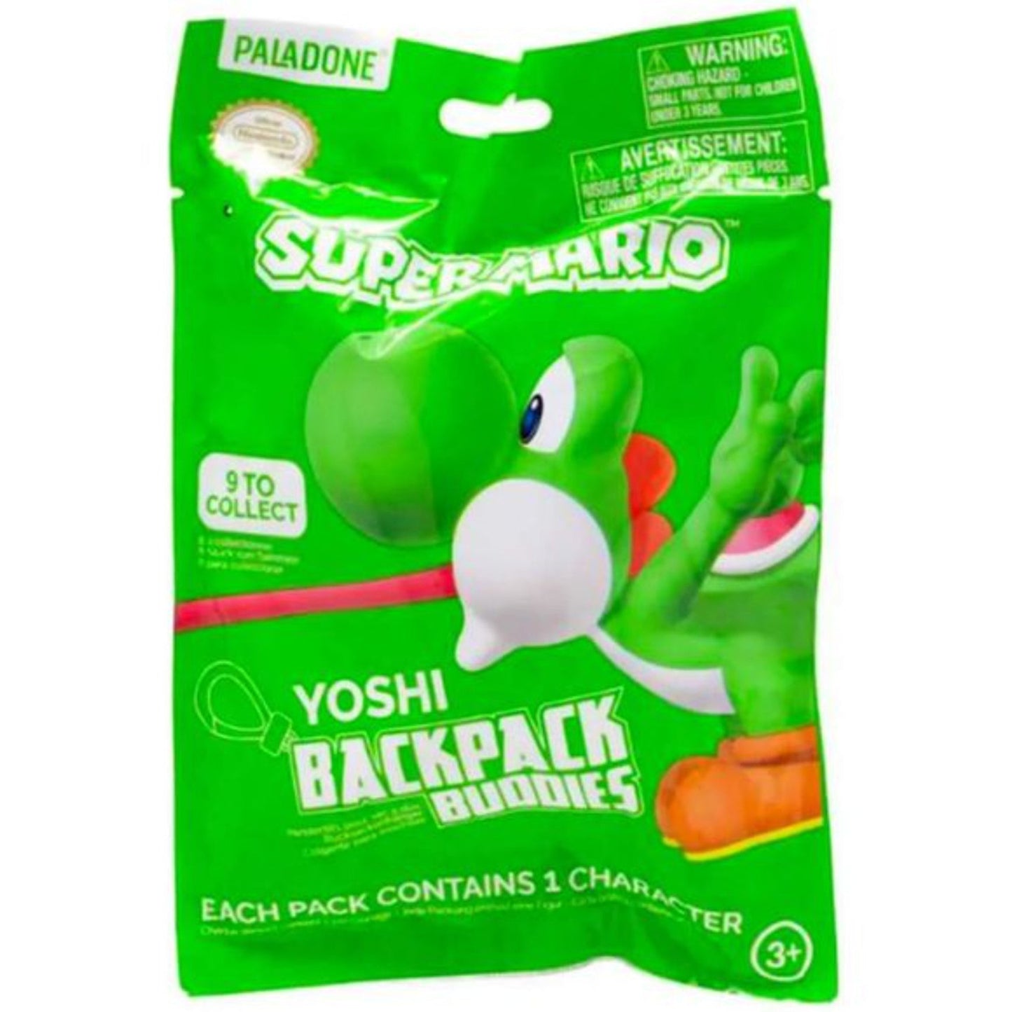 This is brand new.Celebrate everyone's favorite dino sidekick with these Yoshi Backpack Buddies! Each blind bag includes one of nine colorful Yoshi figures, from classic green to rare hues like black and pink. Perfect for backpacks, keychains, or collectors looking to assemble the full rainbow of Yoshis.