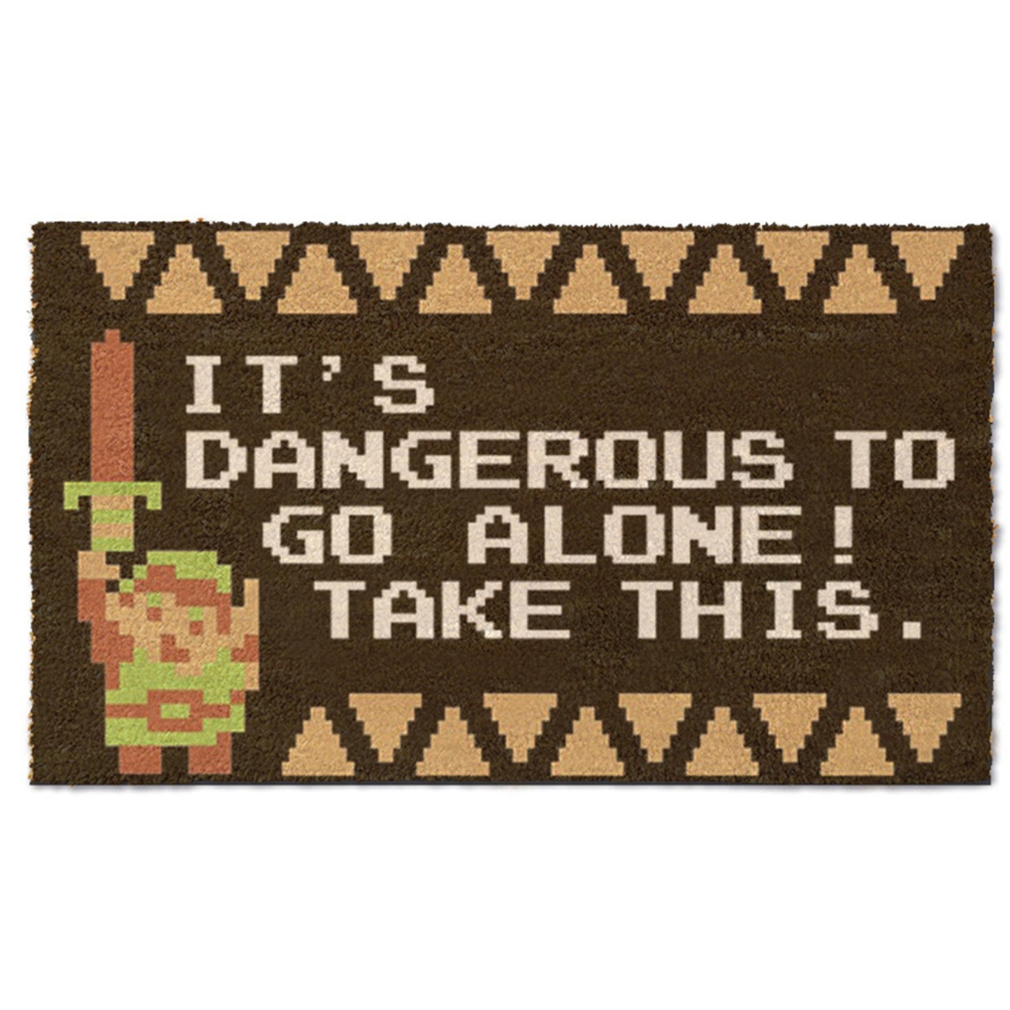 This is brand new.Full size door mat! 29.25 x 17.25 x 1This item's title is: Door Mat - Zelda: It's DangerousBarcode: 638211211146This was released: 2018