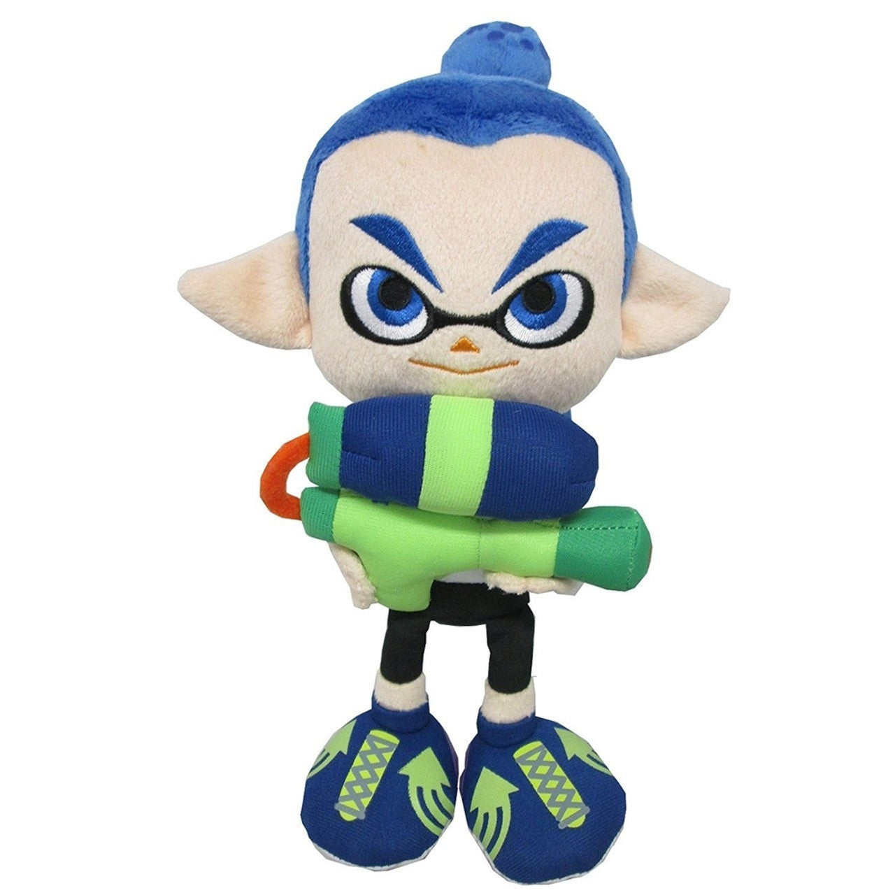 Product Image : This is brand new.<br>Officially Licensed Plush. Made from High Quality Materials.
In Splatoon, the player shoots colorful ink at opponents as well as surfaces, which the player character can swim through to hide from enemies, increase movement speed, or climb up walls. In the online multiplayer mode, two teams vie to cover more of the map in their color of ink, while in the single-player campaign, the player infiltrates an enemy octopus army that uses its own arsenal of ink weapons. The
