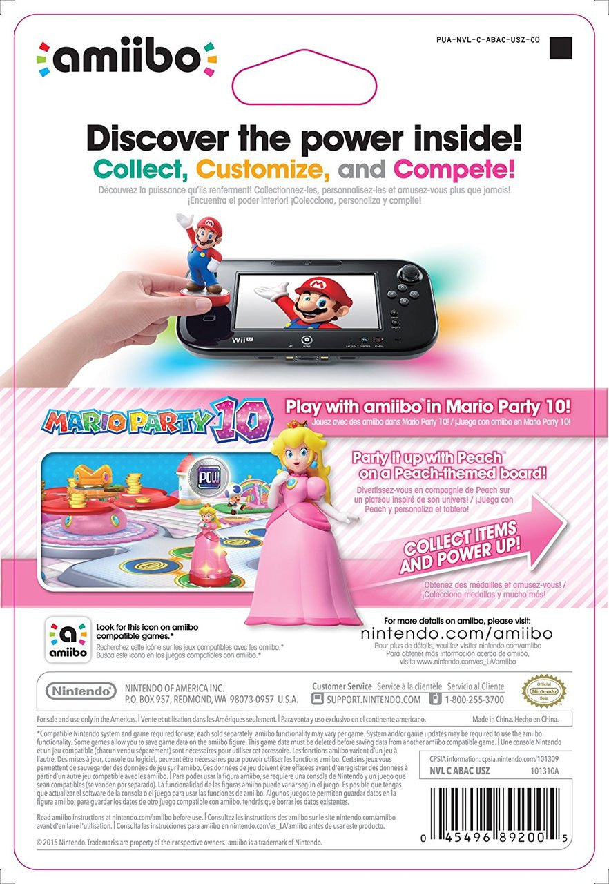 Product Image : This is brand new.<br>Princess Peach™ presides over the Mushroom Kingdom from her huge castle. Though she’s often the target of Bowser’s kidnapping schemes, Princess Peach is far from a simple damsel in distress. She’s a natural at tennis and golf, a ferocious driver, and can more than hold her own at adventuring and battling.
amiibo character figures are designed to connect and interact with compatible games. By tapping the amiibo to your compatible platforms you'll open up new experiences