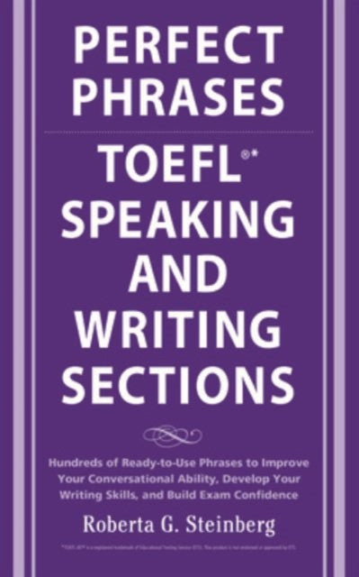 Binding: Paperback
Description: Perfect Phrases to stand out on the Toefl - for the more than 800,000 people who take the test To be accepted into most North American undergraduate and graduate programs international students must take and pass the Test of English as a Foreign Language.