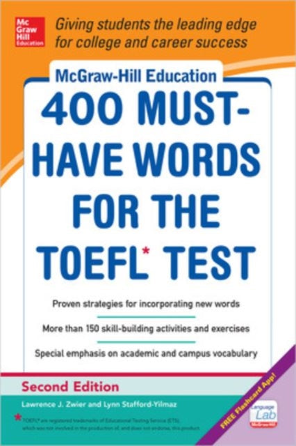 Binding: Paperback
Description: Helps you to prepare for the Toefl Exam. This guide provides you with skill - building techniques and strategies created by leading ESL educators. It offers 410 commonly tested words more than 150 activities and exercises and a free Language Lab app to help you study.