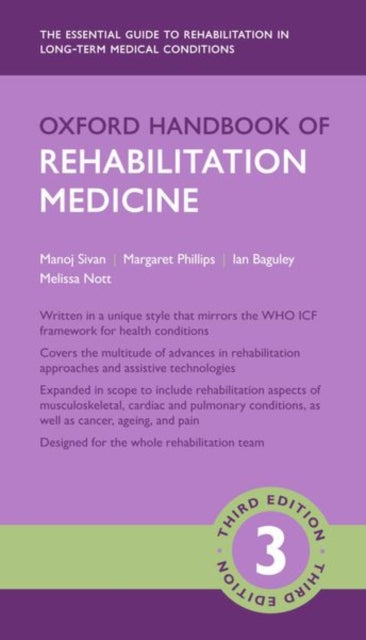 Description: The Oxford Handbook of Rehabilitation Medicine is designed to provide concise information on rehabilitation aspects of long - term medical conditions affecting adults. The book has two sections one on clinical symptom - specific approaches and another on condition - specific approaches.