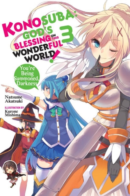 Binding: Paperback
Description: It's been nearly a year since Kazuma and his useless goddess began their life in another world. After saving the town of Axel from the Mobile Fortress Destroyer Kazuma is arrested for teleporting a time bomb to the house of a lord.