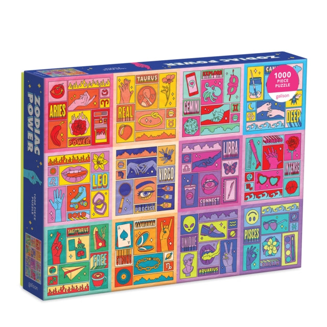 Binding: Toys & Hobbies
Description: Zodiac Power 1000 Piece Puzzle features 12 zodiac illustrations from the Los Angeles based designer Berlin Michelle. Berlin specializes in occult illustration and uses color and iconography to capture the characteristics of each zodiac sign.