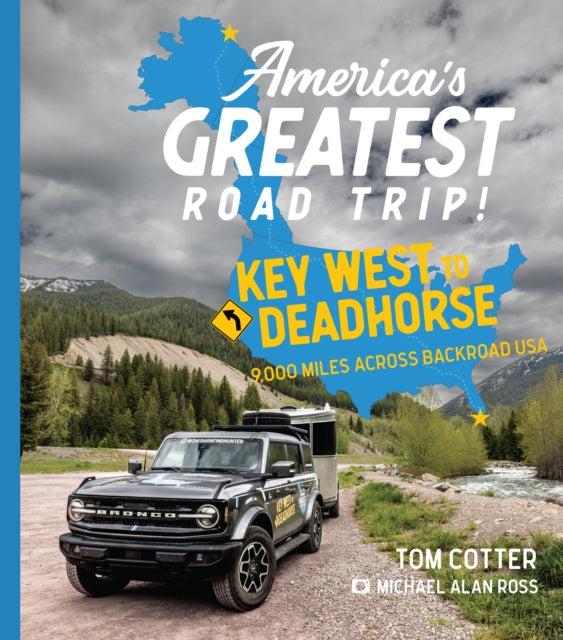 Binding: Hardcover
Description: Tom Cotter undertakes his most epic adventure in America's Greatest Road Trip. Launching from Key West Florida Cotter and photographer Michael Alan Ross pilot their Ford Bronco/ Airstream camper combination nearly 9,000 miles to America's literal end of the road in Deadhorse Alaska.