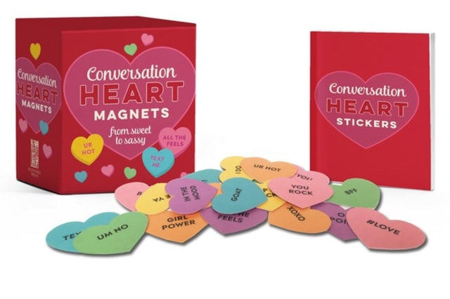 Binding: Multiple Components
Description: Spread the love! A fun twist on the classic conversation heart candies this kit includes 20 heart - shaped magnets with sweet and sassy sentiments to let that special someone know how you feel.