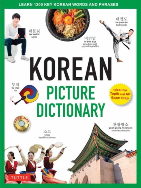 Binding: Hardcover
Description: This Korean picture dictionary covers the 1,200 most useful Korean words and phrases. It gives each word and sentence in Korean Hangeul characters with a Romanized version to help you pronounce it correctly and the English meaning.
