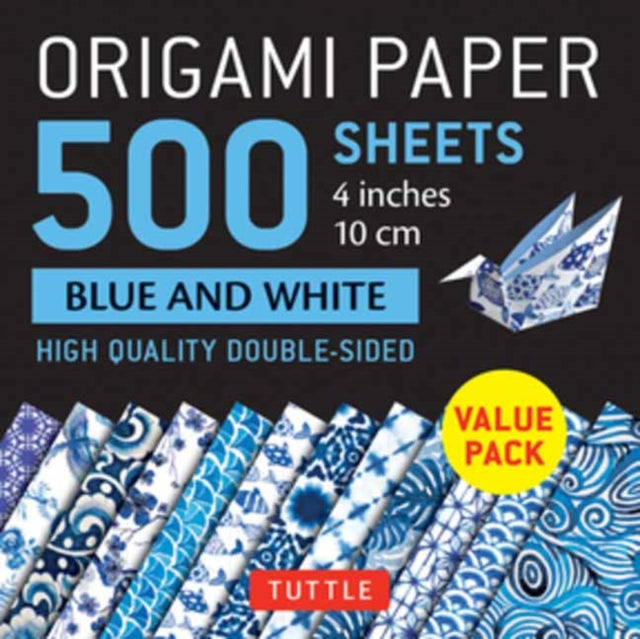 Tuttle Publishing - Origami Paper 500 Sheets Blue And White 4" (10 Cm) Double - Sided Origami Sheets Printed With 12 Different Designs