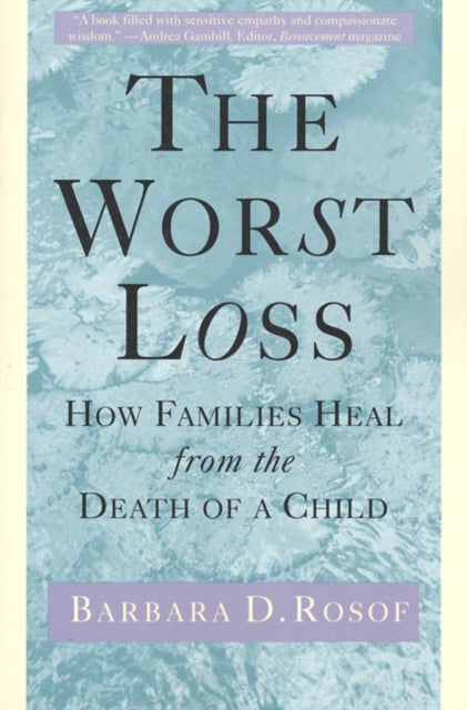 Binding: Paperback
Description: The death of a child is like no other loss. The Worst Loss will help families who have experienced this to know what they are facing understand what they are feeling and appreciate their own needs and timetables.