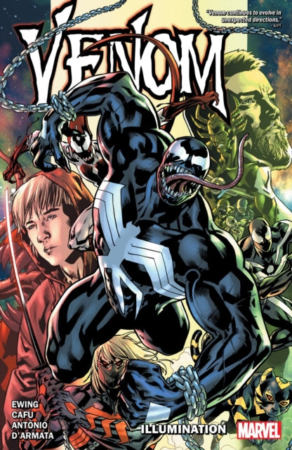 Binding: Paperback
Description: Al Ewing and Ram V's epic run on Venom continues! With the truth about Eddie Brock Bedlam and the Garden of Time revealed at last Eddie has no choice but to fight heaven earth space and time to get back to his son.