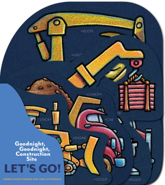 Binding: Special Bindings
Description: Tracks treads engines lights and more! The hardworking parts of kids favorite construction vehicles from Goodnight Goodnight Construction Site can be explored in this playfully shaped board book with graduated pages.