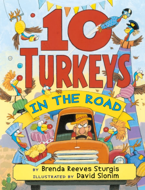 Binding: Paperback
Description: Ten turkeys in the road are circus performers practicing their show. As a farmer in his pickup truck tries to pass them he grows more and more frustrated. The turkeys fly away one at a time but in the end the clever turkeys get exactly what they were after all along.