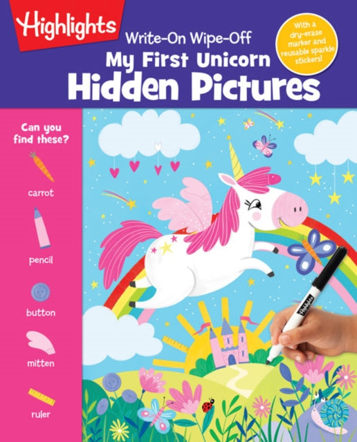 Binding: Collectible And Gift Editions
Description: Bring out the unicorn magic with this write - on wipe - off book with colourful Hidden Pictures puzzles drawing and tracing activities and 75+ reusable sparkle stickers.