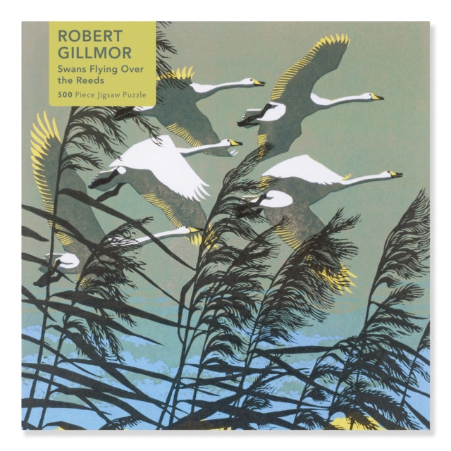 Flame Tree Publishing - Adult Jigsaw Puzzle Robert Gillmor: Swans Flying Over The Reeds (500 Pieces) 500 - Piece Jigsaw Puzzles