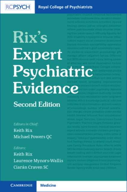 Binding: Multiple Components
Description: Rix's Expert Psychiatric Evidence is a resource manual and guide for psychiatrists who provide expert testimony.