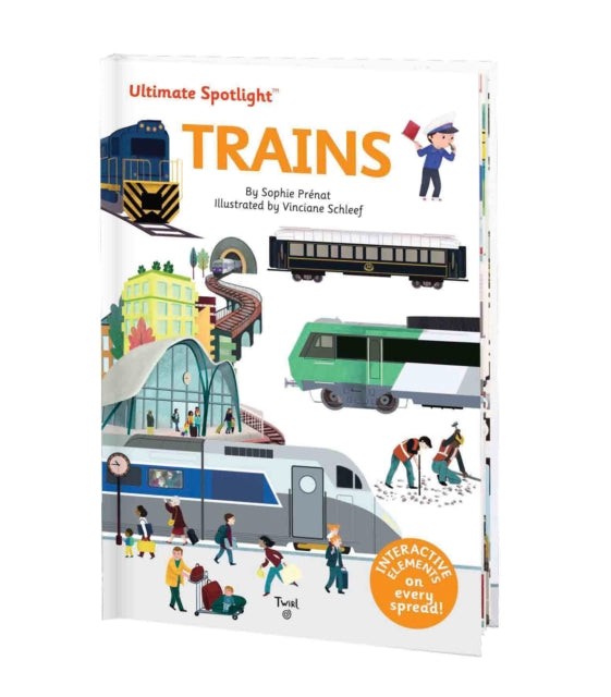 Binding: Hardcover
Description: Interactive and engaging Ultimate Spotlight: Trains shows young children how their favorite vehicles work! Discover the wonderful world of trains: Pull a tab to open train doors life flaps to see inside a train car or turn a wheel to see different types of trains.