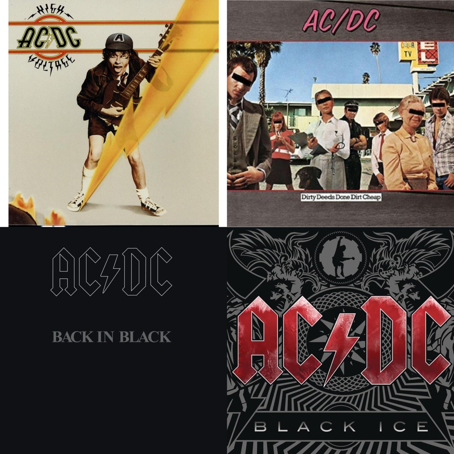 High Voltage (180G) & Dirty Deeds Done Dirt Cheap (180G) & Back In Black (180G) & Black Ice (2LP/180G/Gatefold)