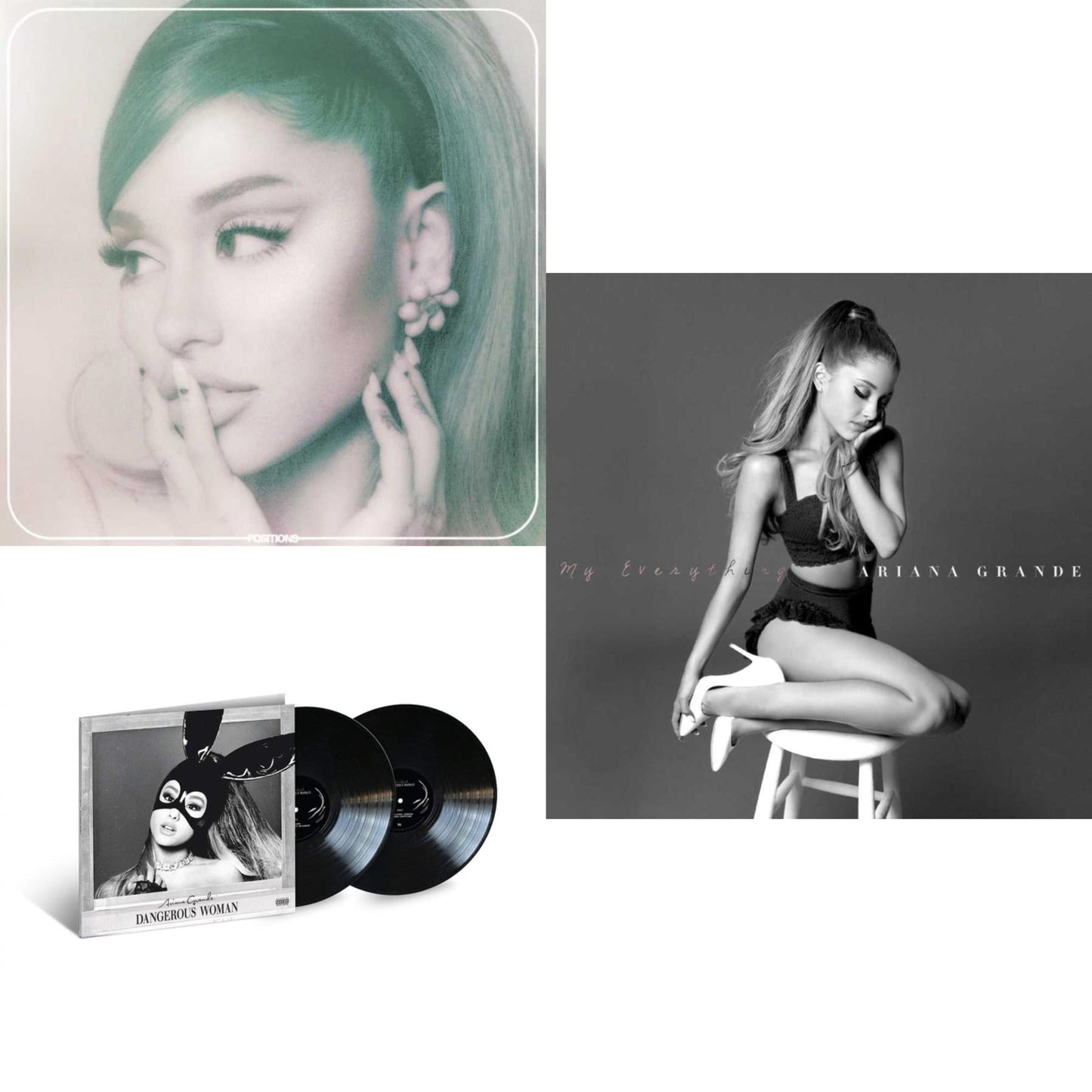 Positions (Coke Bottle Clear LP Vinyl) & Dangerous Woman (2LP) & My Everything
