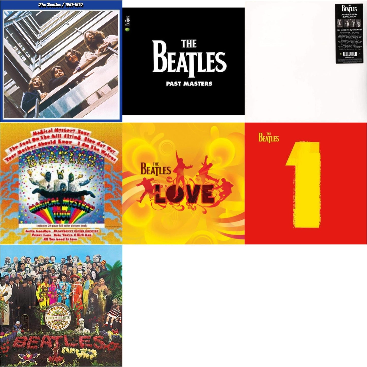 Magical Mystery Tour & Past Masters 1 & 2 & Beatles 1967-1970 (2023 Edition) (Half-Speed) (3LP) & Love & 1 (2015 Reissue) & Sgt. Pepper's Lonely Hearts Club Band (2017 Stereo Mix/180G/Original Stencils) & Beatles (The White Album) (2LP)