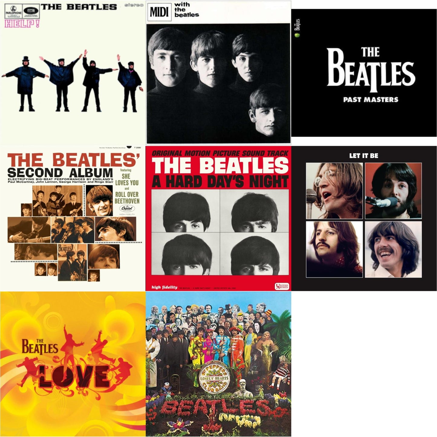 Help & With The Beatles & Past Masters 1 & 2 & Beatles Second Album & Hard Day's Night (Ost) & Let It Be Special Edition & Love & Sgt. Pepper's Lonely Hearts Club Band (2017 Stereo Mix/180G/Original Stencils)