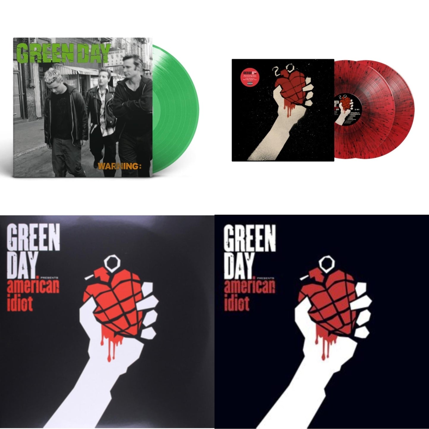 Warning (Fluorescent Green LP Vinyl) & American Idiot (2LP/Red & Black Splatter Vinyl) & American Idiot & American Idiot (W/Poster)