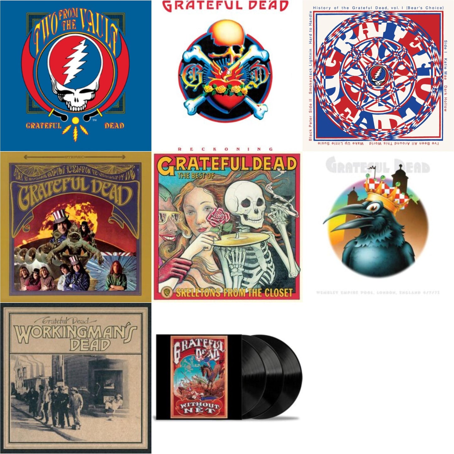 Grateful Dead - Reckoning (2LP) & Without A Net (3LP) & History Of The Grateful Dead Vol. 1 & Wembley Empire Pool, London, England 4/7/1972 (Live) (5LP/180G) & Grateful Dead & Workingman's Dead (180G) & Skeletons From The Closet: The Best Of Grateful