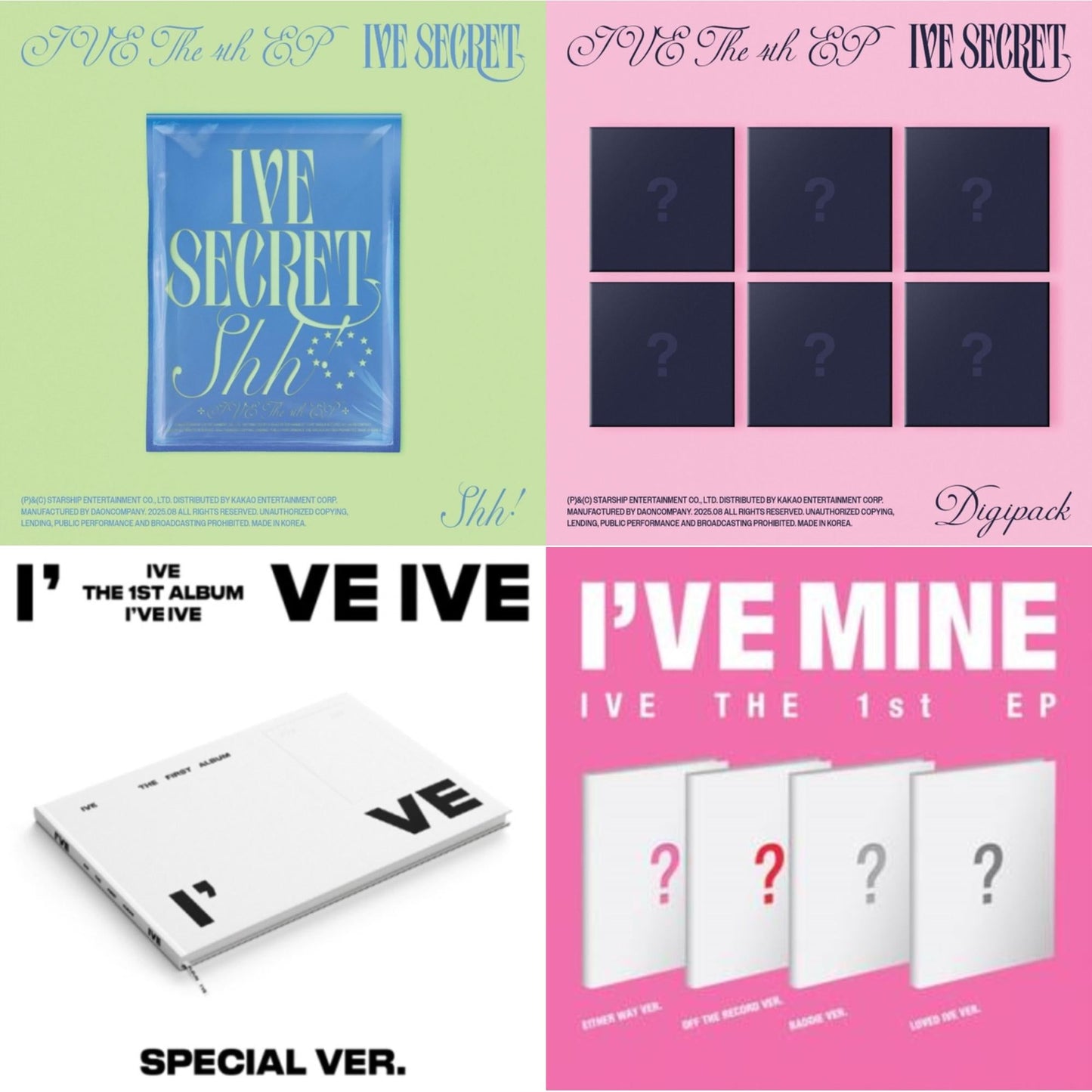 Ive The 4Th Ep Ive Secret (Shh Ver.) & Ive The 4Th Ep Ive Secret (Digipack) & I've Ive (Volume 1/Special Version) & I've Mine 1St Ep