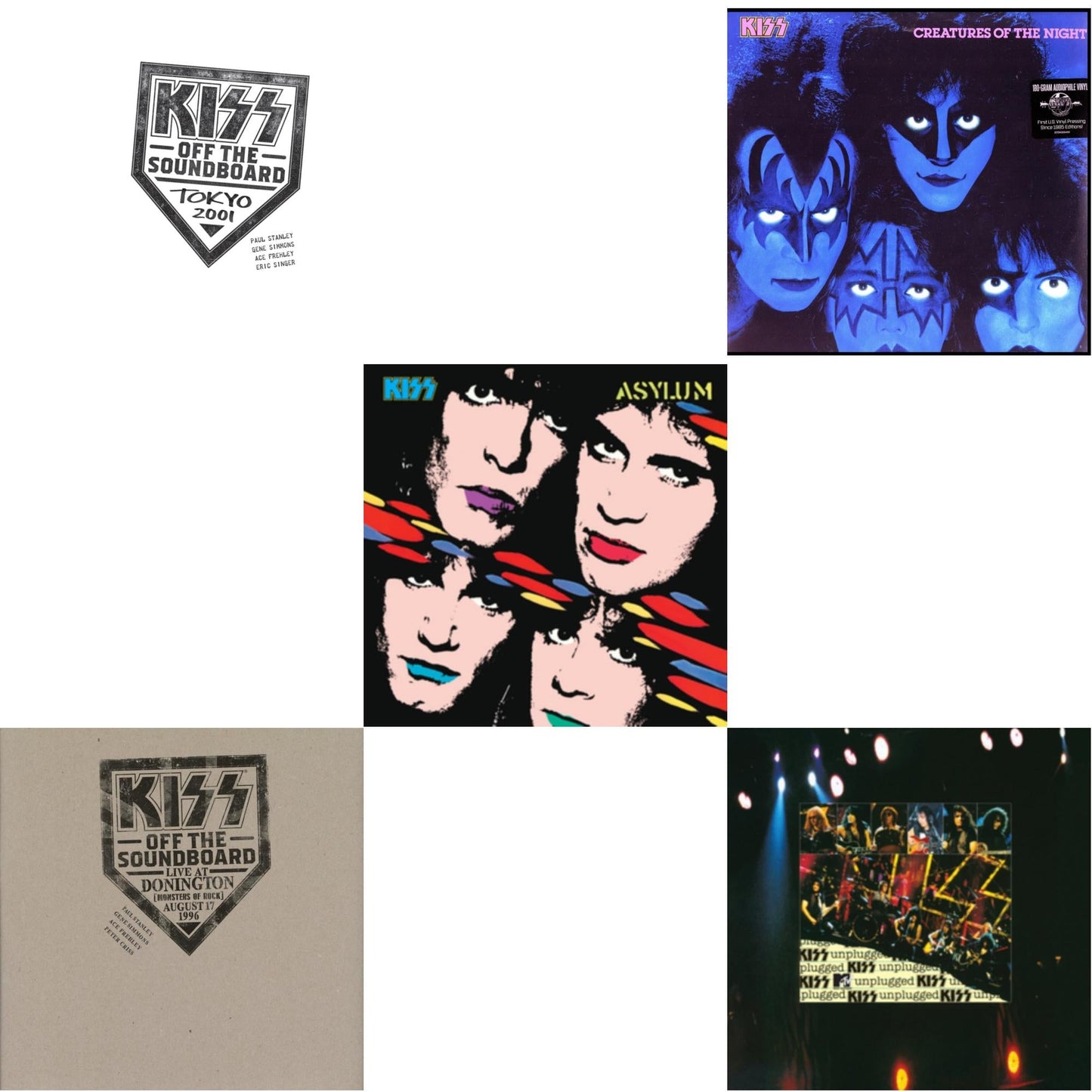 Kiss Off The Soundboard: Tokyo 2001 (3LP) & Kiss Off The Soundboard: Donington 1996 (Live) (3LP) & Asylum & Creatures Of Night & Mtv Unplugged
