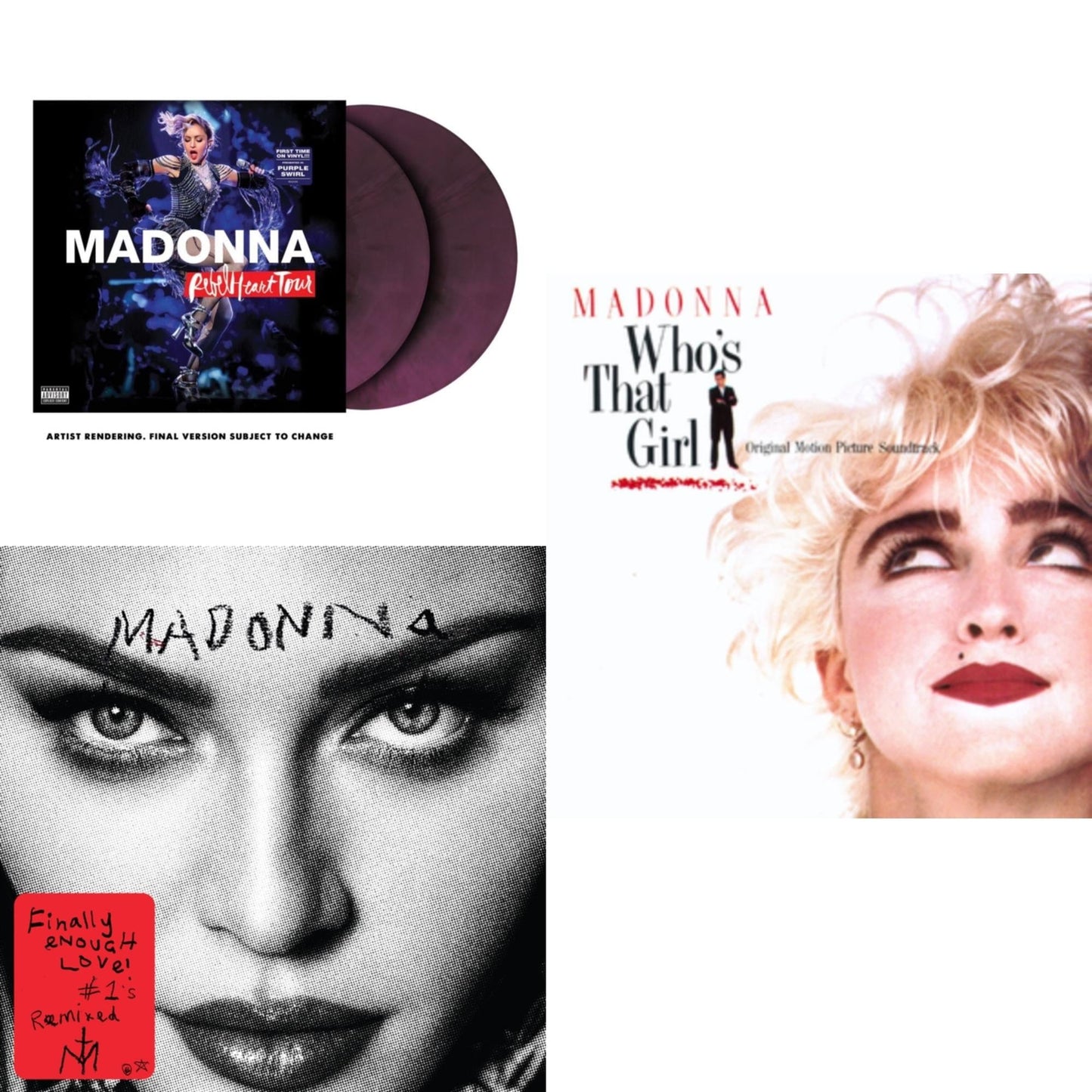 Rebel Heart Tour (X) (Purple Galaxy Swirl Vinyl/2LP) & Finally Enough Love (2LP) & Who's That Girl Ost (Back 2 The 80S) (I)