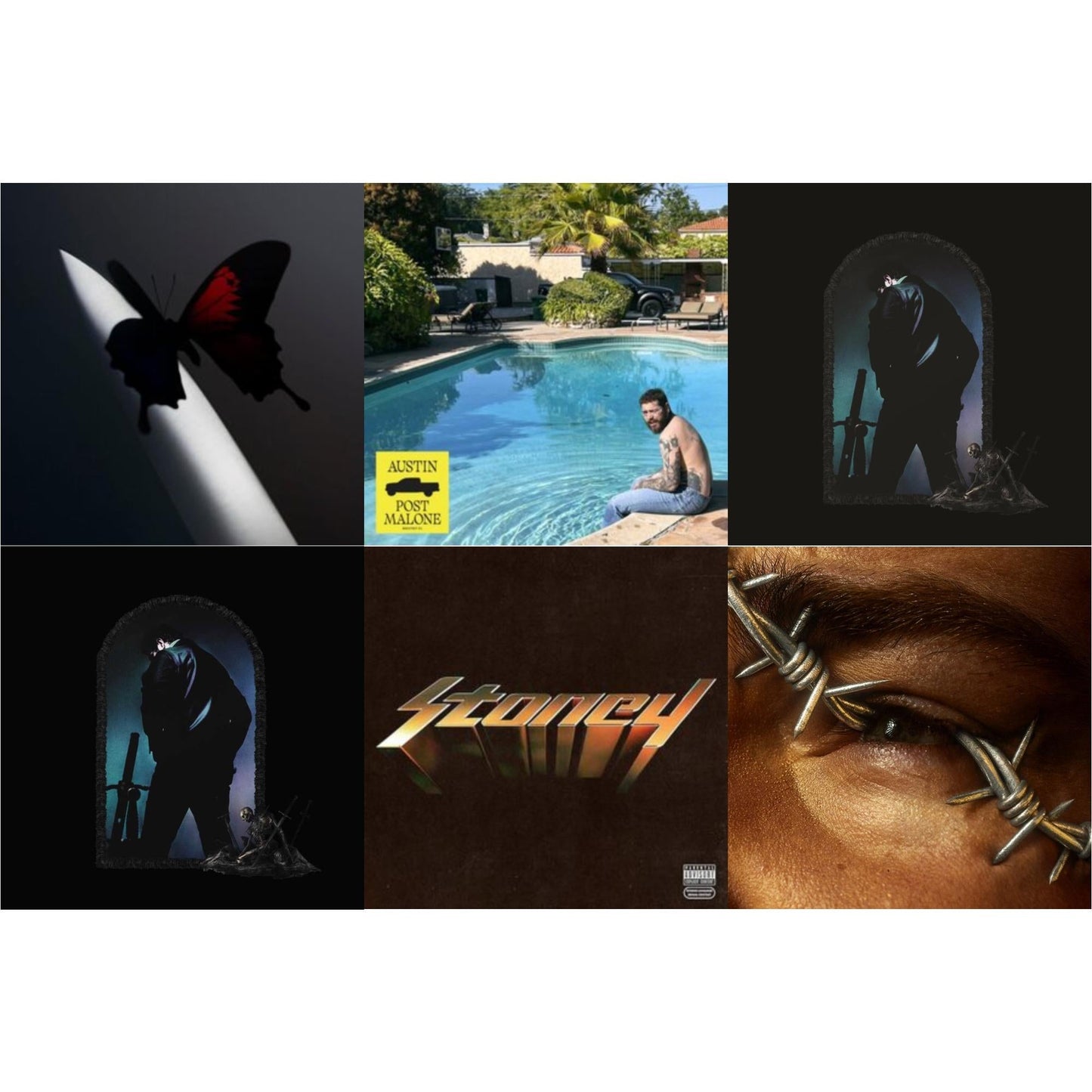 Twelve Carat Toothache & Austin (Forest Green/2LP) (X) & Hollywood's Bleeding (Lavender Vinyl/2LP) & Hollywood's Bleeding (2LP/Pink Vinyl) & Stoney (Orange LP Vinyl) & Beerbongs & Bentleys (2LP/Clear Vinyl)