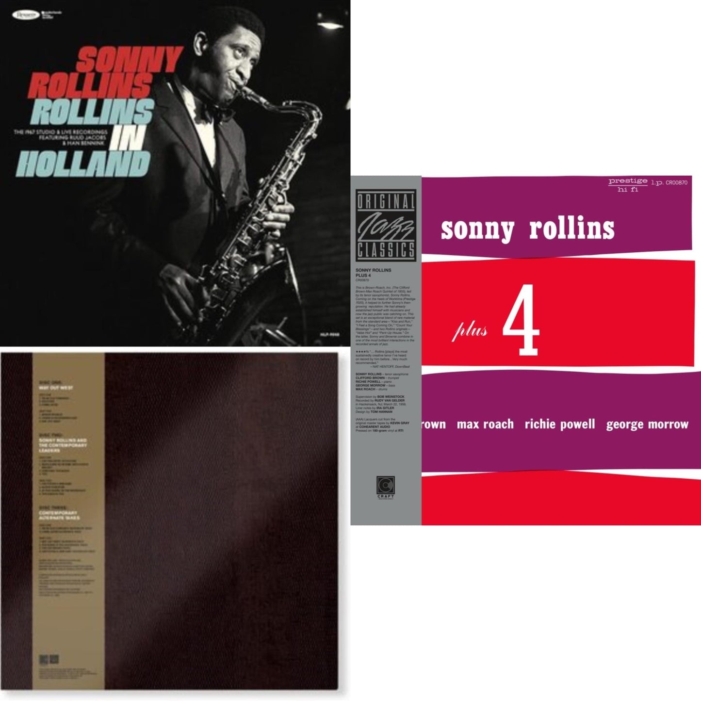 Rollins In Holland: The 1967 Studio & Live Recordings (3LP/Deluxe Edition) & Go West!: The Contemporary Records Albums (3LP Boxset) & Plus 4 (Original Jazz Classics Series) (180G)