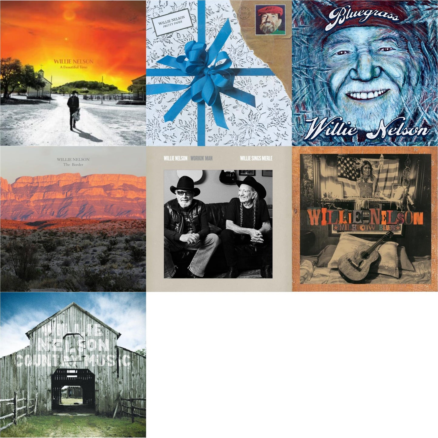 Beautiful Time & Pretty Paper & Bluegrass (Electric Blue LP Vinyl) & Border & Workin Man: Willie Sings Merle & Milk Cow Blues (2LP/180G) & Country Music (2LP)