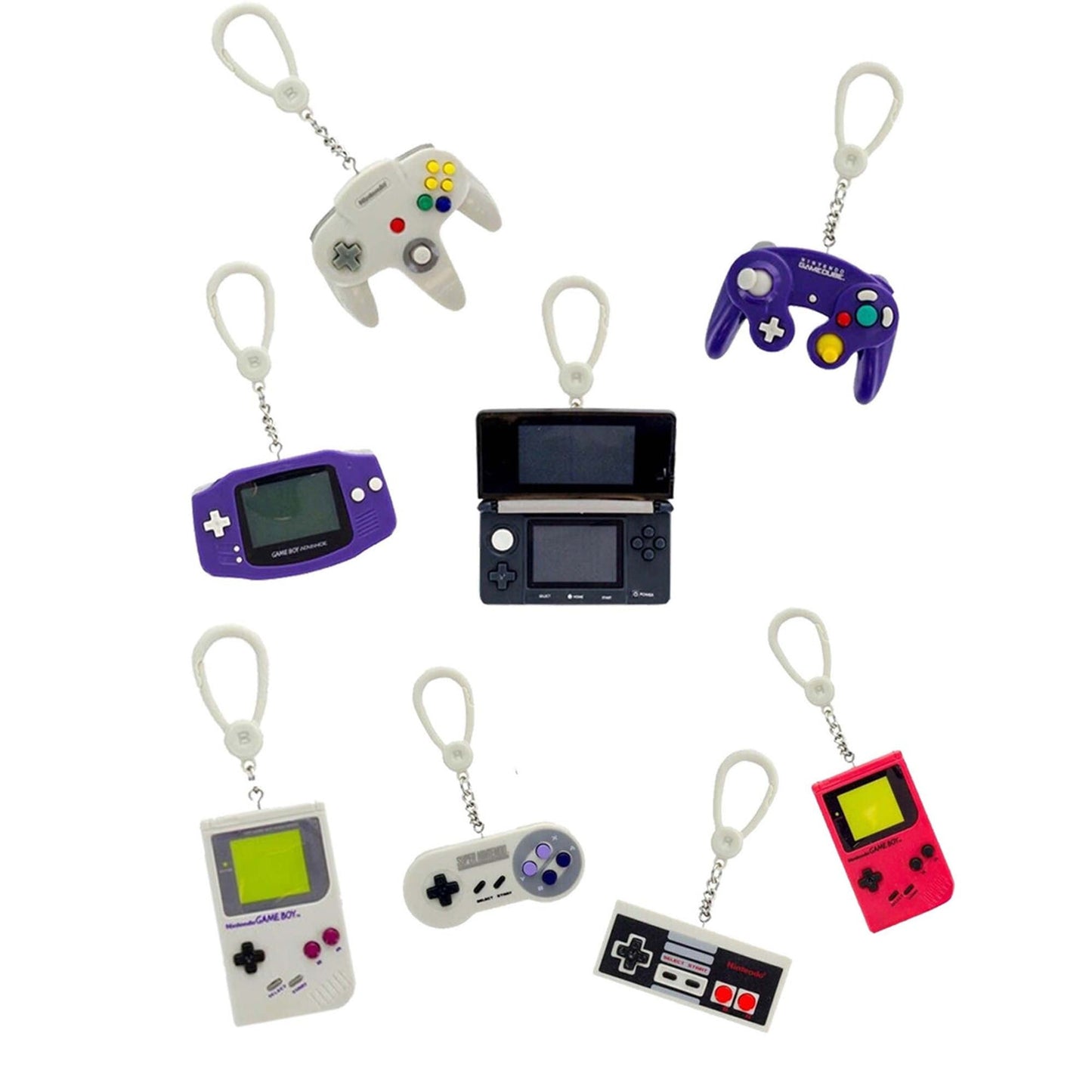 This is brand new.Celebrate gaming history with the Classic Console Backpack Buddies! Each blind bag includes one of eight retro-style mini keychains featuring legendary handhelds and controllers from the golden age of gaming.