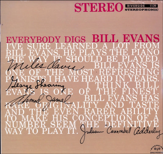 This LP Vinyl is brand new.Format: LP VinylMusic Style: Post BopThis item's title is: Everybody Digs Bill EvansArtist: Bill EvansLabel: FANTASYBarcode: 025218106818Release Date: 9/30/2011