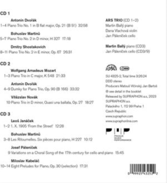 This CD is brand new.Format: CDThis item's title is: Dvorak, Novak, Mozart, Martinu, Shostakovich, Janacek, Palenicek, KabelacArtist: Martin; Ars Trio BallyBarcode: 099925432522Release Date: 6/9/2023