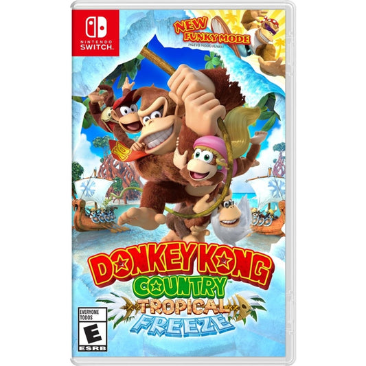 Product Image : This is brand new.<br>Donkey Kong, Diddy Kong, Dixie Kong and Cranky Kong return for the franchise's debut on the Nintendo Switch system! this title Includes all the fun and challenge of the original game, plus a brand-new mode that lets new and novice players enjoy this critically acclaimed adventure as groovy surfing simian funky Kong. Funky Kong can double jump, Hover, perform Infinite rolls and even perform Infinite underwater corkscrews. Thanks to his sturdy surfboard, even spikes can't