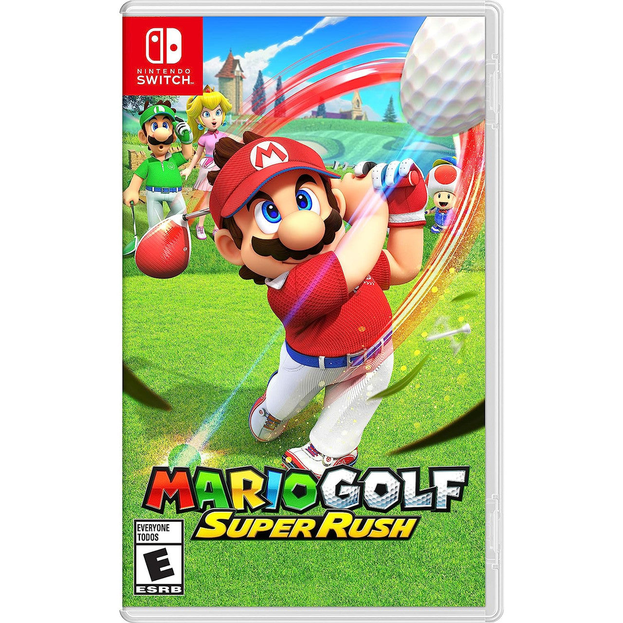 This is brand new.Tee off with family and friends in this content-packed Mario Golf game
 Hit the green with up to four players locally* or online** and golf with familiar Mushroom Kingdom characters. Modes range from Standard Golf to the energetic Speed Golf and an RPG-like golf adventure in story mode.