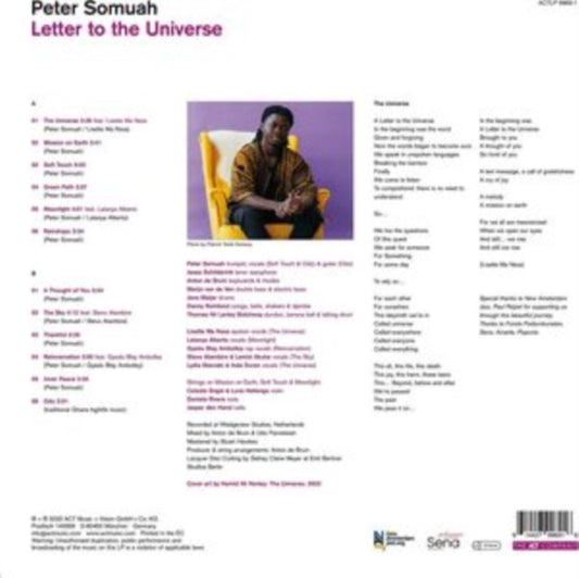 This LP Vinyl is brand new.Format: LP VinylThis item's title is: Letter To The Universe (Import)Artist: Peter SomuahLabel: ACTBarcode: 614427996916Release Date: 7/7/2023