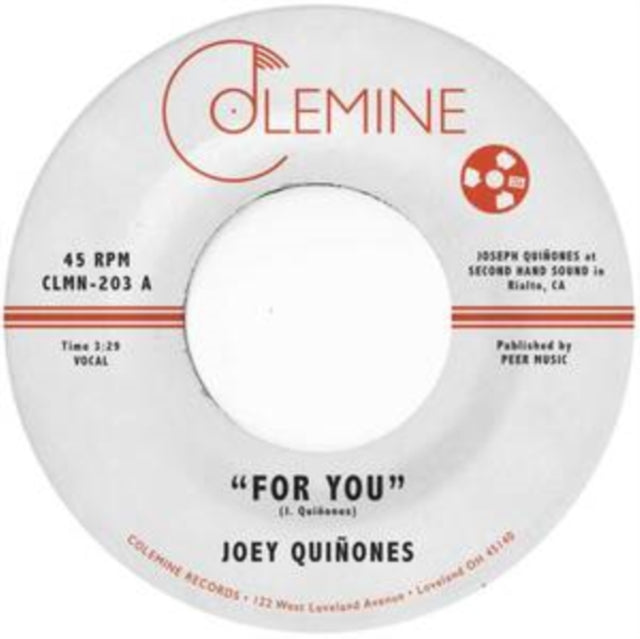 Product Image : This 7 inch Vinyl is brand new.<br>Format: 7 inch Vinyl<br>This item's title is: For You<br>Artist: Joey Quinones<br>Label: COLEMINE RECORDS<br>Barcode: 674862657186<br>Release Date: 12/10/2021