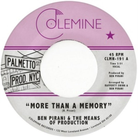 This 7 Inch Vinyl is brand new.Format: 7 Inch VinylMusic Style: CountryThis item's title is: More Than A MemoryArtist: Ben PiraniLabel: COLEMINE RECORDSBarcode: 674862657209Release Date: 12/3/2021