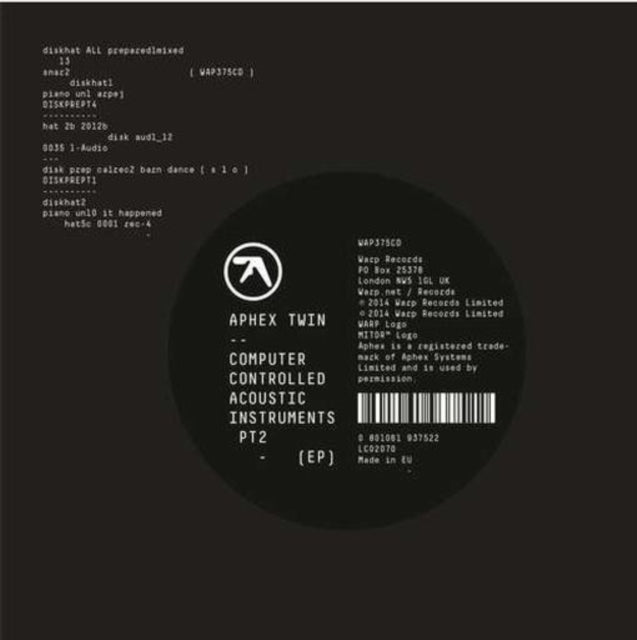 This CD is brand new.Format: CDMusic Style: IDMThis item's title is: Computer Controlled Acoustic Instruments Pt.2 EpArtist: Aphex TwinLabel: Warp RecordsBarcode: 801061937522Release Date: 1/23/2015