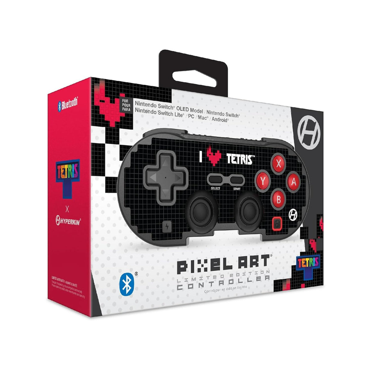 Switch Pixel Art Wireless Bluetooth Controller: Tetris Ed. Heart Drop - Hyperkin