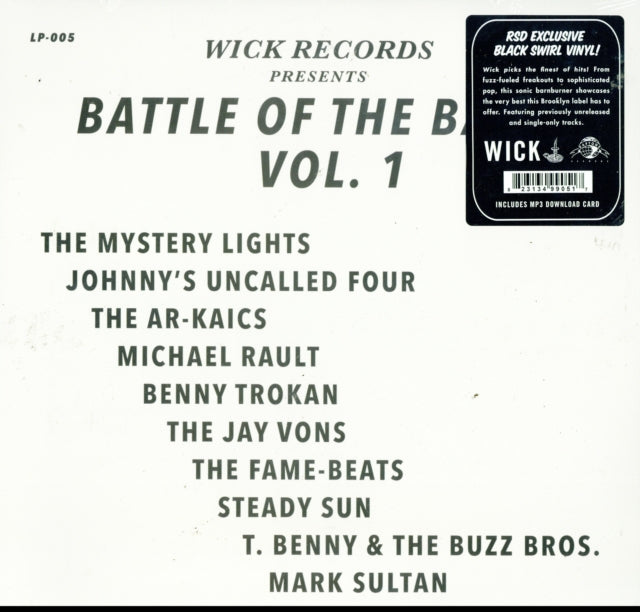 This LP Vinyl is brand new.Format: LP VinylMusic Style: FolkThis item's title is: Wick Records Presents Battle Of The Bands Vol. 1 (Black Swirl LP Vinyl) (Rsd)Artist: Various ArtistsLabel: WICK RECORDSBarcode: 823134990517Release Date: 10/24/2020