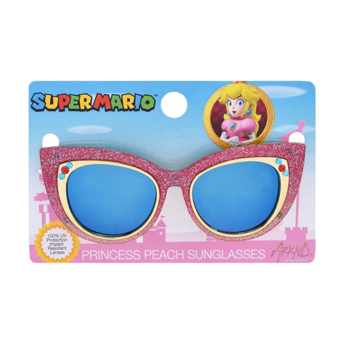 Arkaid Kids Sunglasses: Super Mario: Princess Peach - Pink Glitter