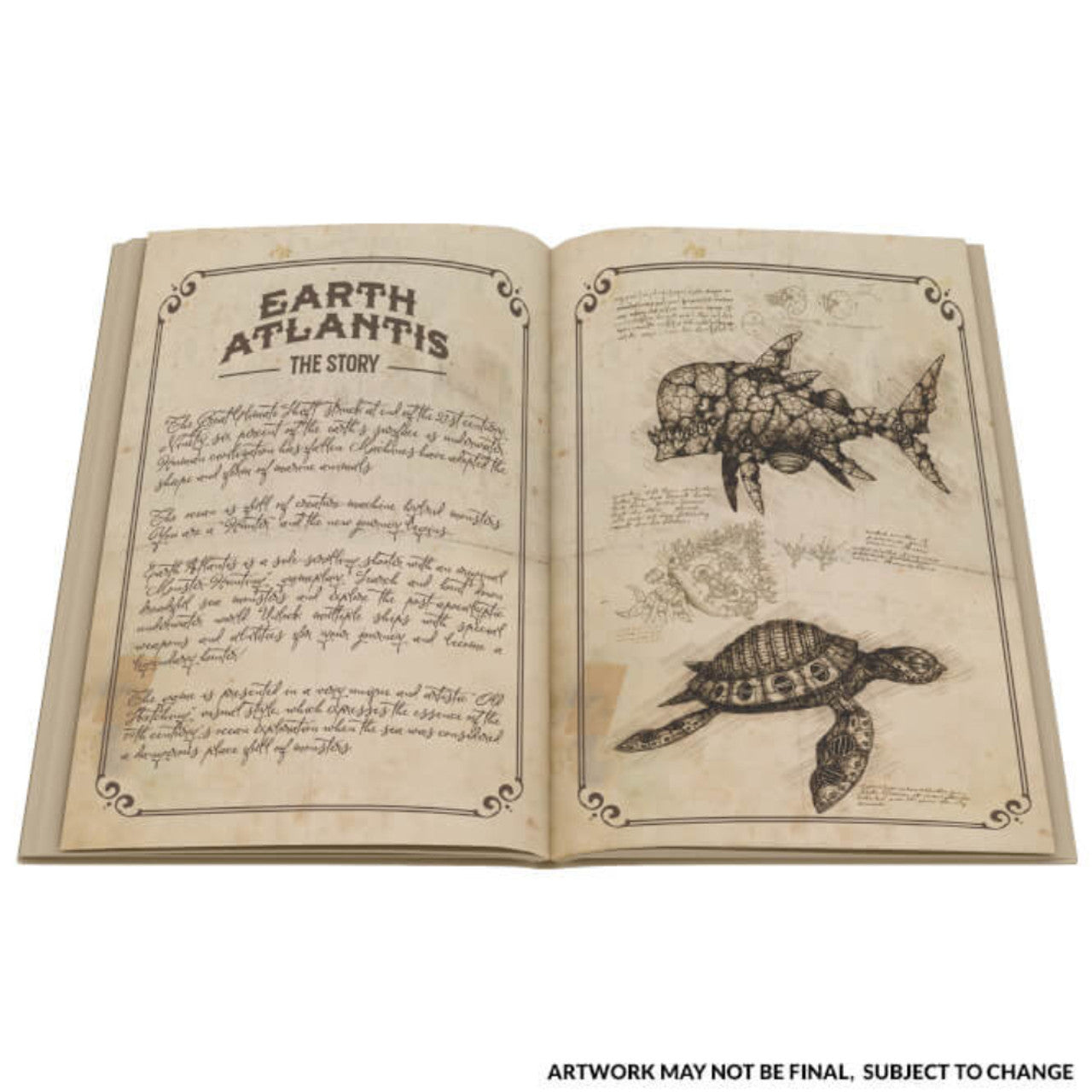 This is brand new."The Great Climate Shift" struck at end of the 21st century. Ninety six percent of the earth’s surface is underwater. Human civilization has fallen. Machines have adopted the shape and form of marine animals.

The ocean is full of creature-machine hybrid monsters.