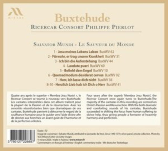 This CD is brand new.Format: CDMusic Style: BaroqueThis item's title is: Buxtehude : Salvator MundiArtist: Ricercar Consort; Philippe PierlotLabel: MirareBarcode: 3760127226697Release Date: 6/2/2023