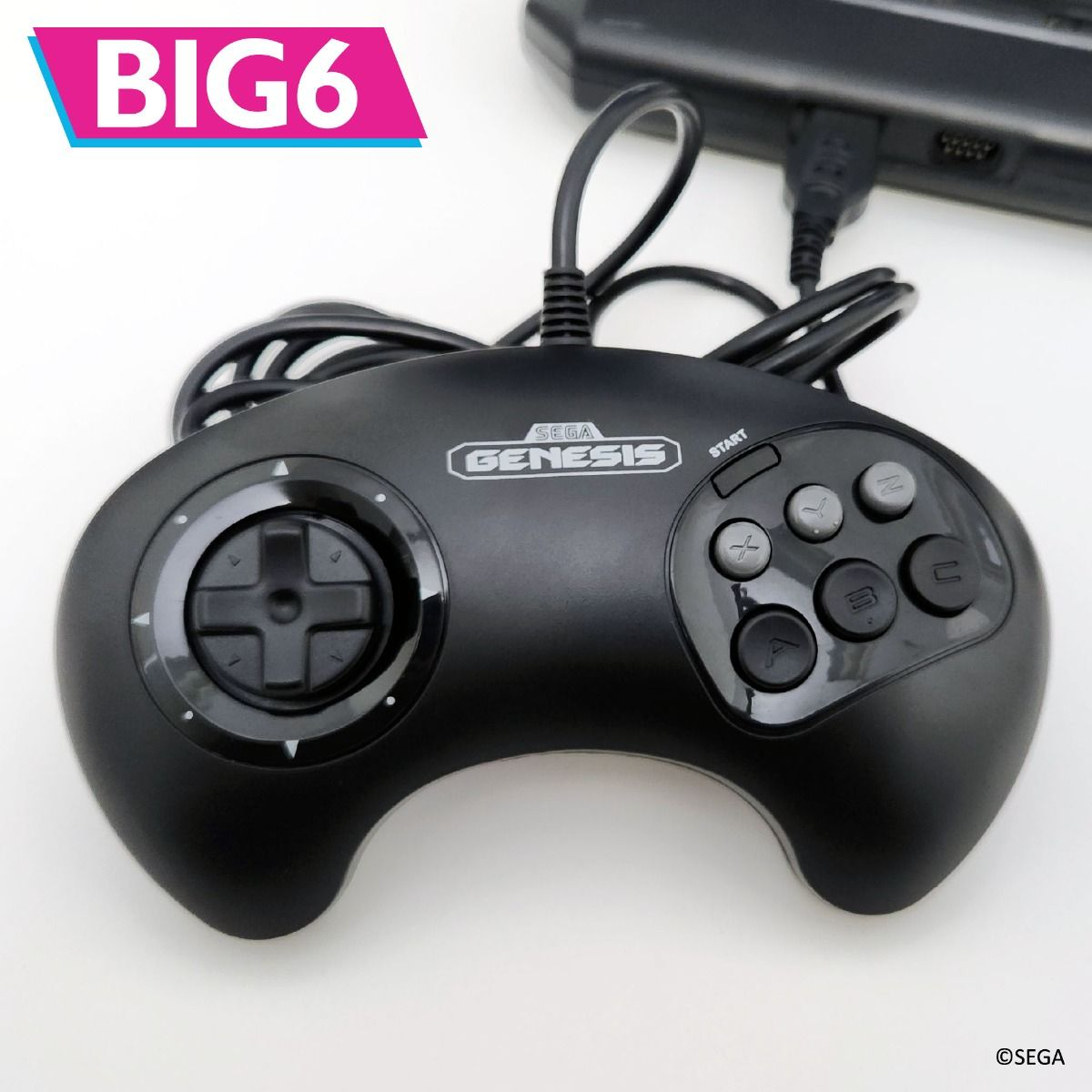 SEGA Genesis Wired BIG6 Control Pad - Original Port: Black - Retro-Bit